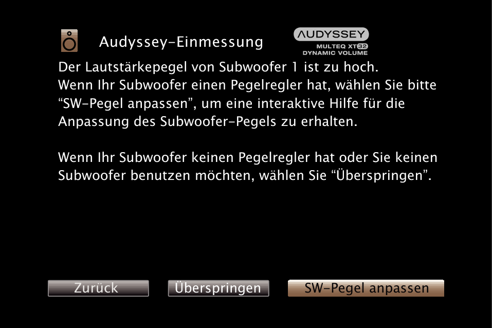 GUI Audyssey SW S7